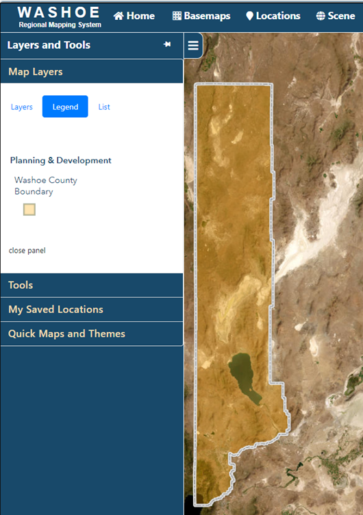 Map showing Washoe County's boundary